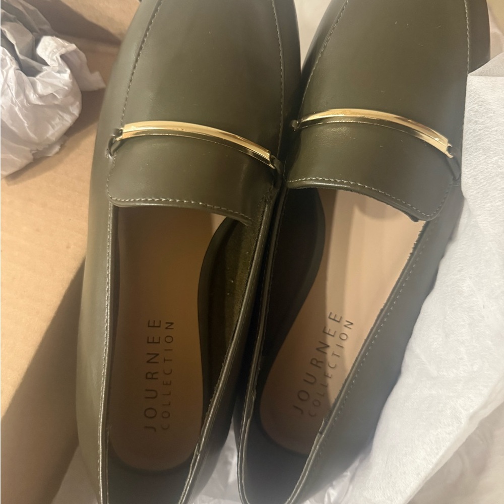 Journee Collection Olive Green Loafers